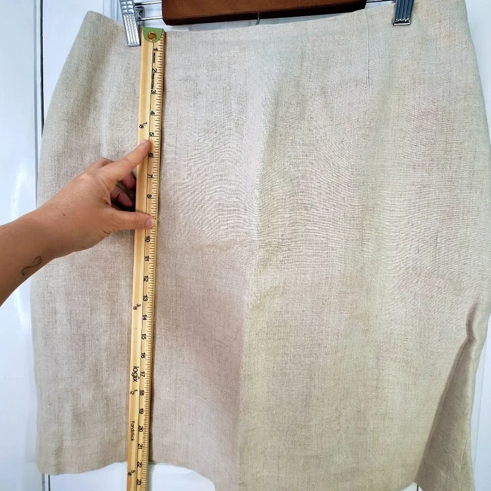 Rafaella 100% Linen Tan Knee Length Skirt Sz 16 - Picture 10 of 11